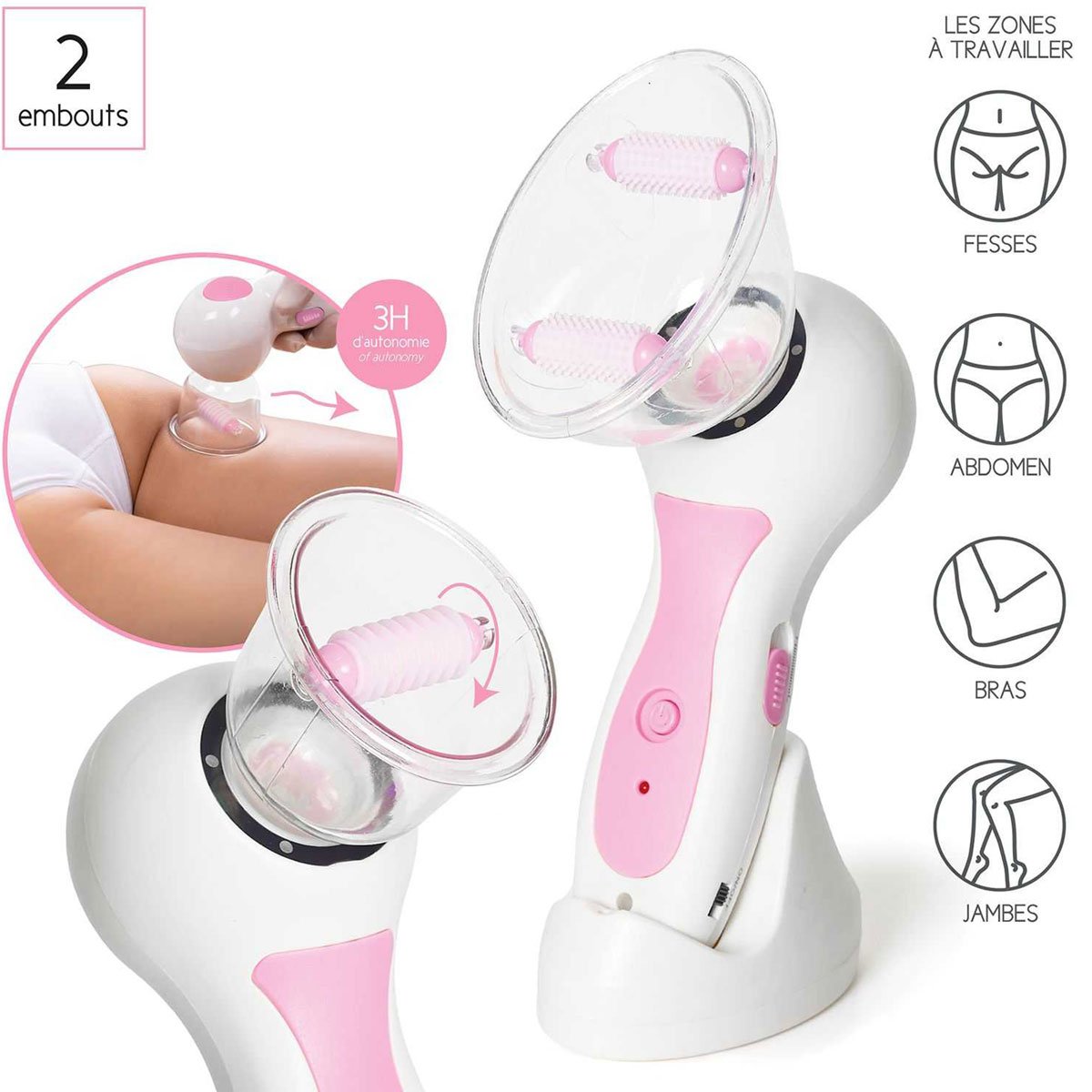Ventouse aspirante - Palper rouler - Corps - Rose & blanc