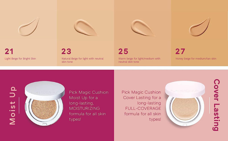 MISSHA - Magic Cushion Cover Lasting Foundation SPF50+/PA+++, 23 Natural Beige